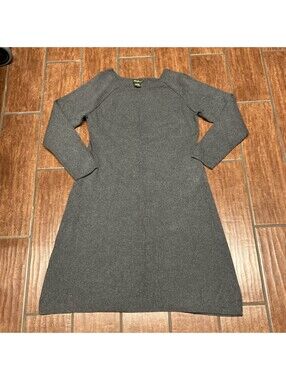 Eddie Bauer Women’s charcoal gray A-line sweater dress EUC Size L
